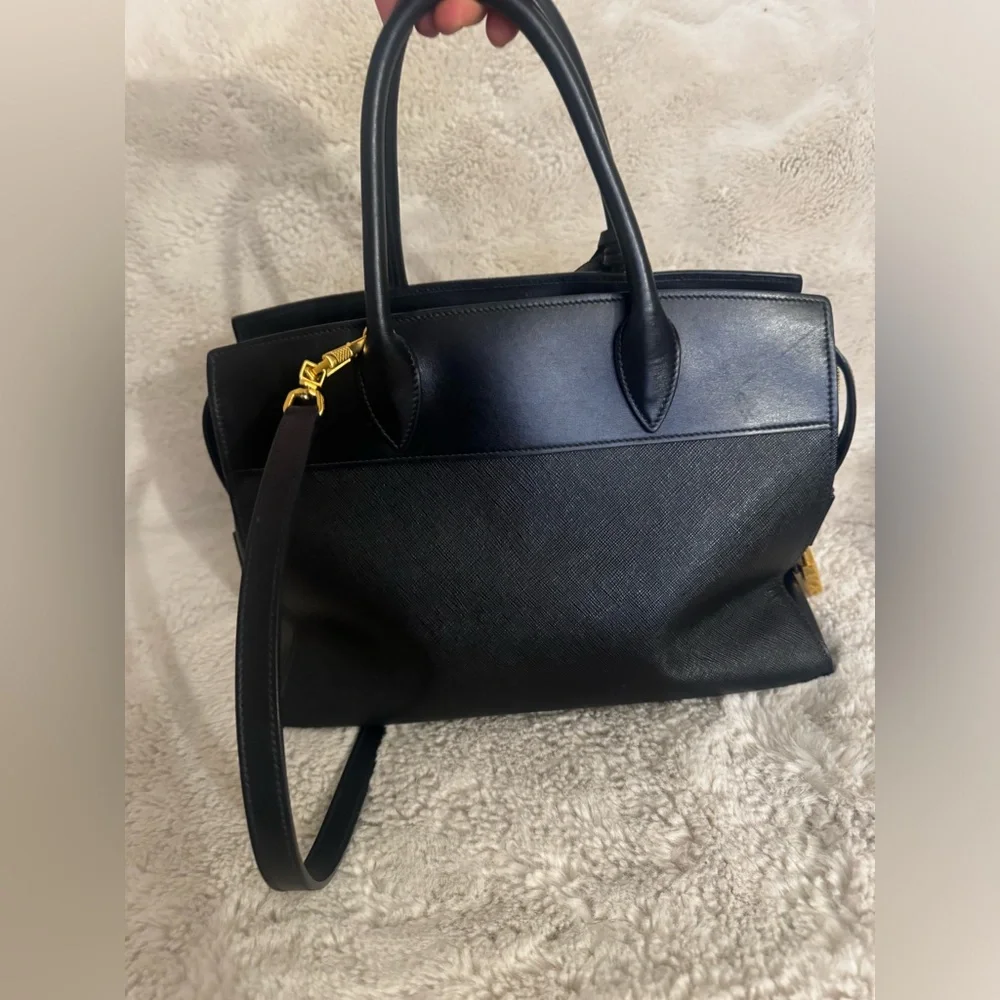 Prada Paradigme Tote Saffiano with City Calf Medium in Black with Gold Hardware - Picture 10 of 15